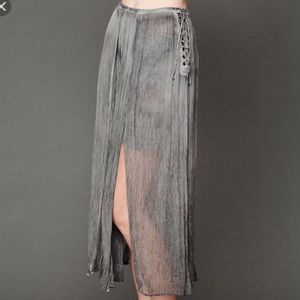 New Romantics Free People Gray Lace up Midi Skirt Size 8